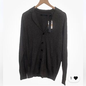 Men's PERRY ELLIS Grey Collared Lightweight Knit Cardigan Sweater Small S NEW